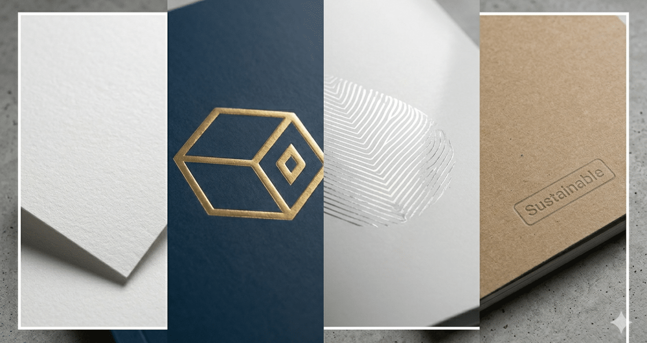 Premium Spot UV and Gold Foil Finishes for Corporate Brochures.