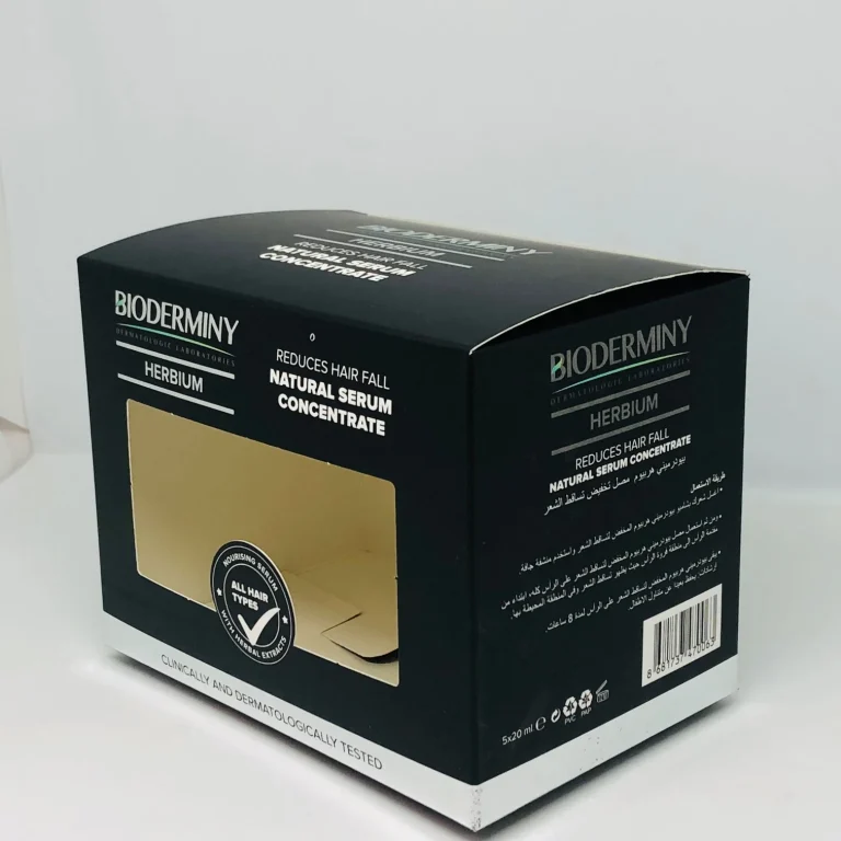 Black printed carton for hair serum bottles