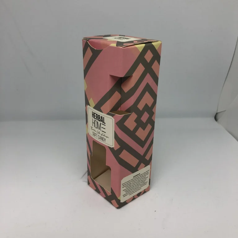 Pink patterned cosmetic carton with display windows