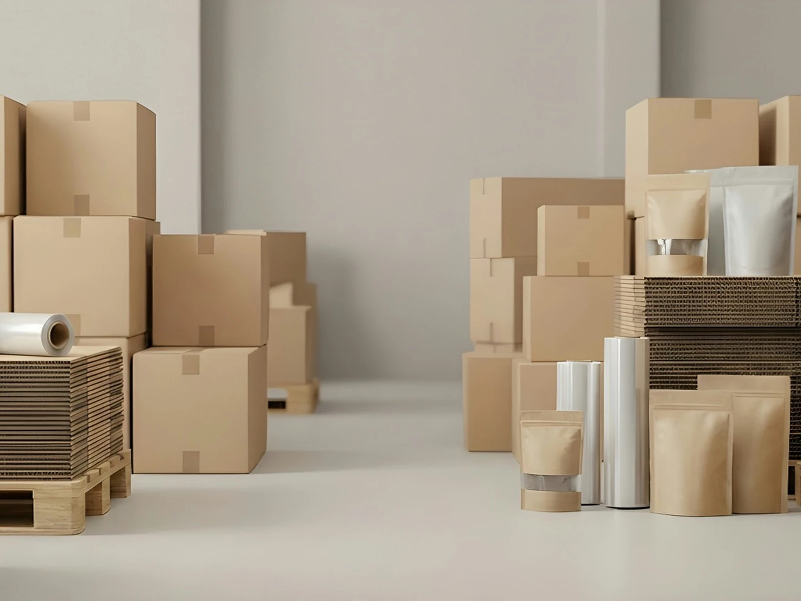 Cardboard boxes, corrugated sheets, packaging rolls and pouches