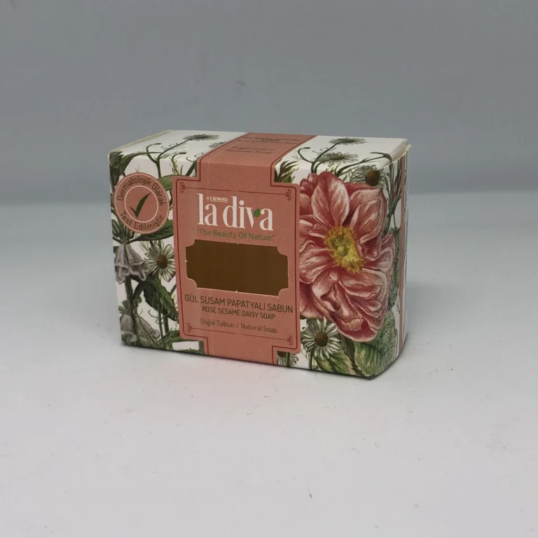 Floral printed natural soap carton with a window