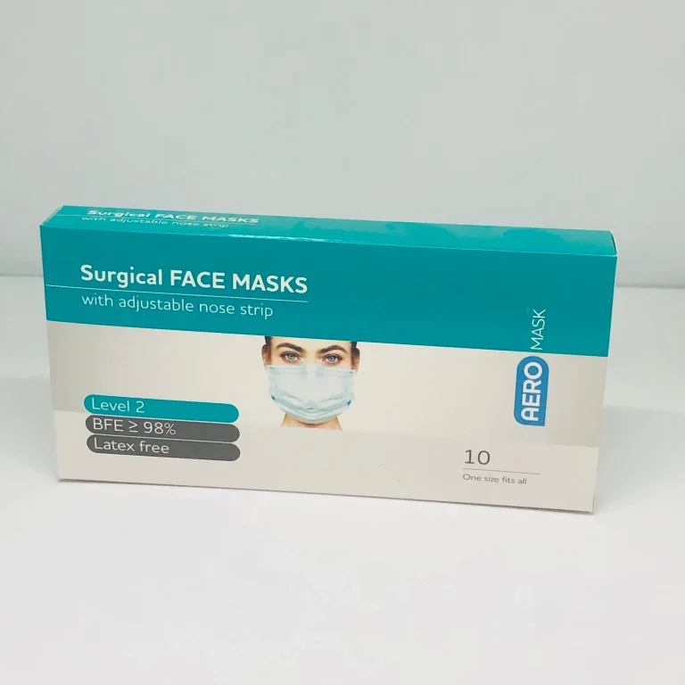 Turquoise printed carton for surgical face masks
